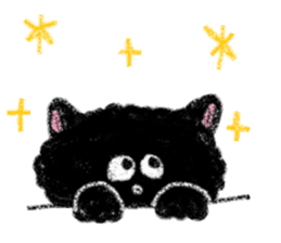 fluffy-blackkitty -crayon version- sticker #9854409