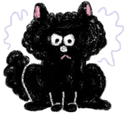 fluffy-blackkitty -crayon version- sticker #9854410