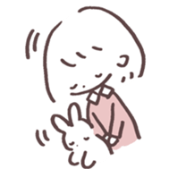 heart warming girl & rabbit 2 sticker #9859433