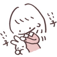 heart warming girl & rabbit 2 sticker #9859434