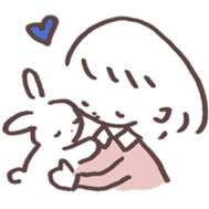 heart warming girl & rabbit 2 sticker #9859435
