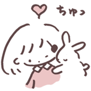 heart warming girl & rabbit 2 sticker #9859437