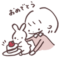 heart warming girl & rabbit 2 sticker #9859440
