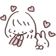 heart warming girl & rabbit 2 sticker #9859445