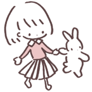 heart warming girl & rabbit 2 sticker #9859446