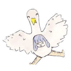 Three colors girl and birds