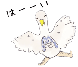 Three colors girl and birds sticker #9861020