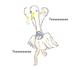 Three colors girl and birds sticker #9861023