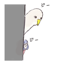 Three colors girl and birds sticker #9861024