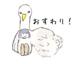 Three colors girl and birds sticker #9861029