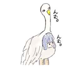 Three colors girl and birds sticker #9861031