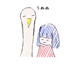 Three colors girl and birds sticker #9861032