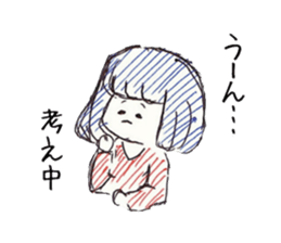 Three colors girl and birds sticker #9861039