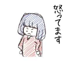 Three colors girl and birds sticker #9861041