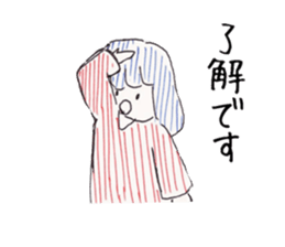 Three colors girl and birds sticker #9861044