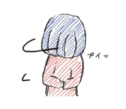 Three colors girl and birds sticker #9861045