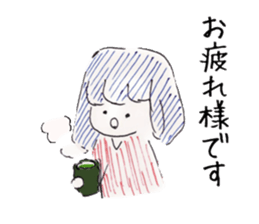 Three colors girl and birds sticker #9861047