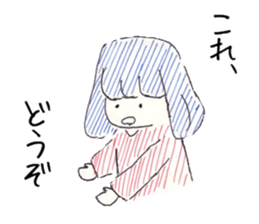 Three colors girl and birds sticker #9861048