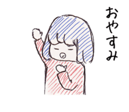 Three colors girl and birds sticker #9861050