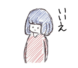 Three colors girl and birds sticker #9861052