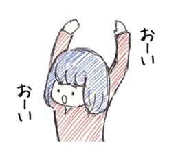 Three colors girl and birds sticker #9861053