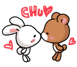 Rabbit and Bear's love sticker sticker #9866936