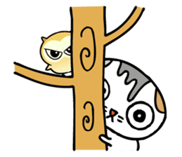 Cat and owl is a best friend. sticker #9874419
