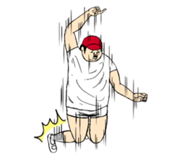 He is good mood of red hat sticker #9876093