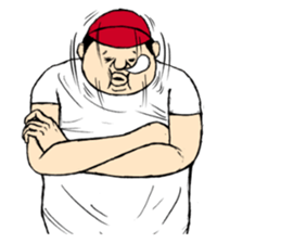 He is good mood of red hat sticker #9876109