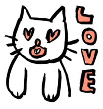 A white cat with a tiger pattern tail. sticker #9877211