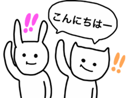 rabbit and cat by Ohanamatope sticker #9893721