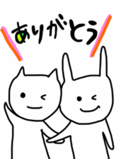 rabbit and cat by Ohanamatope sticker #9893722