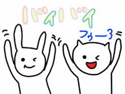 rabbit and cat by Ohanamatope sticker #9893734