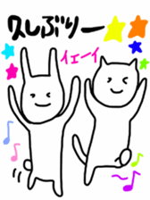 rabbit and cat by Ohanamatope sticker #9893736