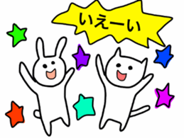 rabbit and cat by Ohanamatope sticker #9893738