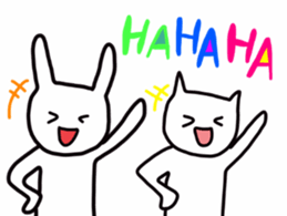 rabbit and cat by Ohanamatope sticker #9893739
