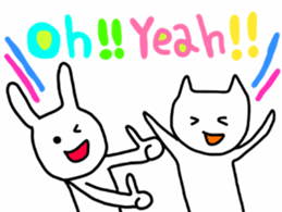 rabbit and cat by Ohanamatope sticker #9893740