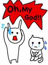 rabbit and cat by Ohanamatope sticker #9893742