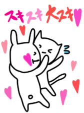 rabbit and cat by Ohanamatope sticker #9893747