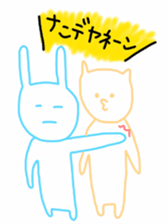 rabbit and cat by Ohanamatope sticker #9893758
