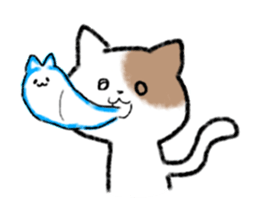 brown and white cat sticker #9894714