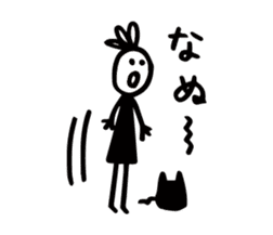 girl and black cat sticker #9903852