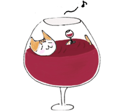 The cat which loves wine sticker #9910373