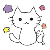 White cat and little cat sticker #9912160