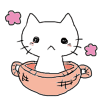 White cat and little cat sticker #9912163