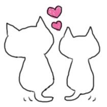 White cat and little cat sticker #9912167