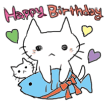 White cat and little cat sticker #9912199