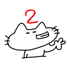 The cat which mouth is bented. 2