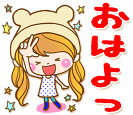 The pretty healing girl with bear hat.2 sticker #9935673