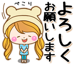 The pretty healing girl with bear hat.2 sticker #9935679